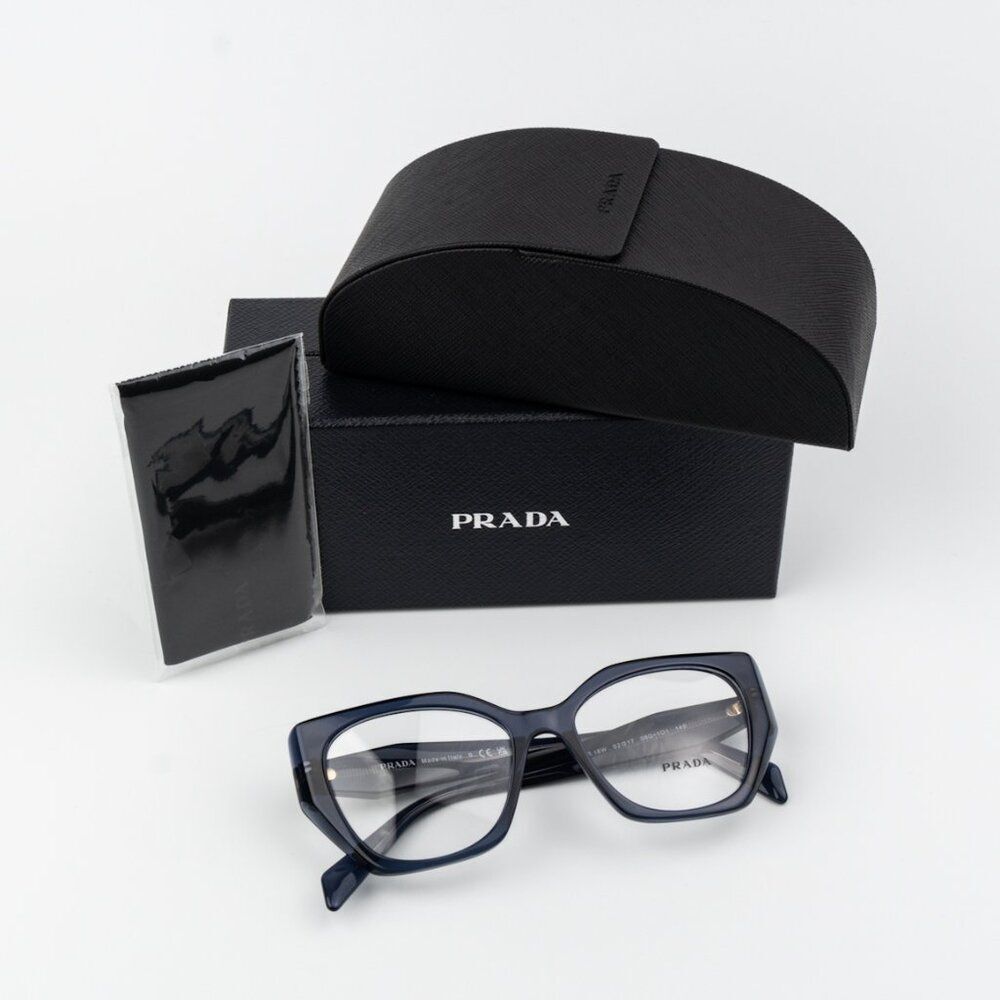 Prada Women Eyeglasses Blue Crystal Cat Eye PR18WV 08Q1O1 BRAND NEW - Picture 1 of 8